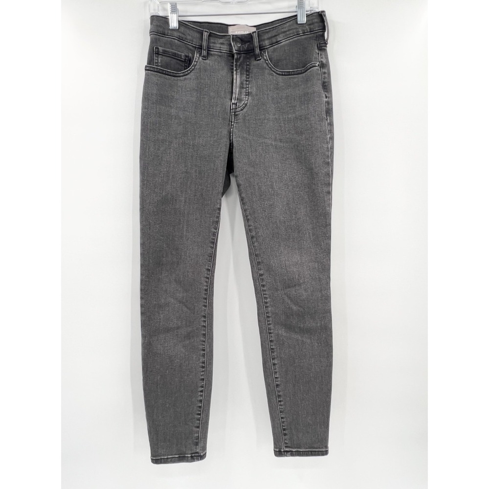 EVERLANE Women's 28 Regular Washed Black Mid-Rise Slim-Fit Denim Jeans Stretch
